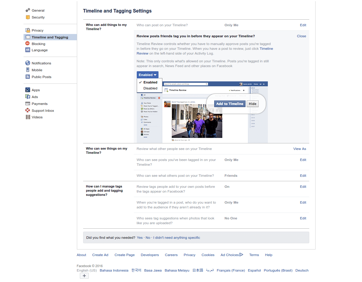 Cara agar Setiap Postingan yang Ada Tag Nama Facebook Anda agar Direview Terlebih dahulu Sebelum Muncul di Timeline Facebook Anda