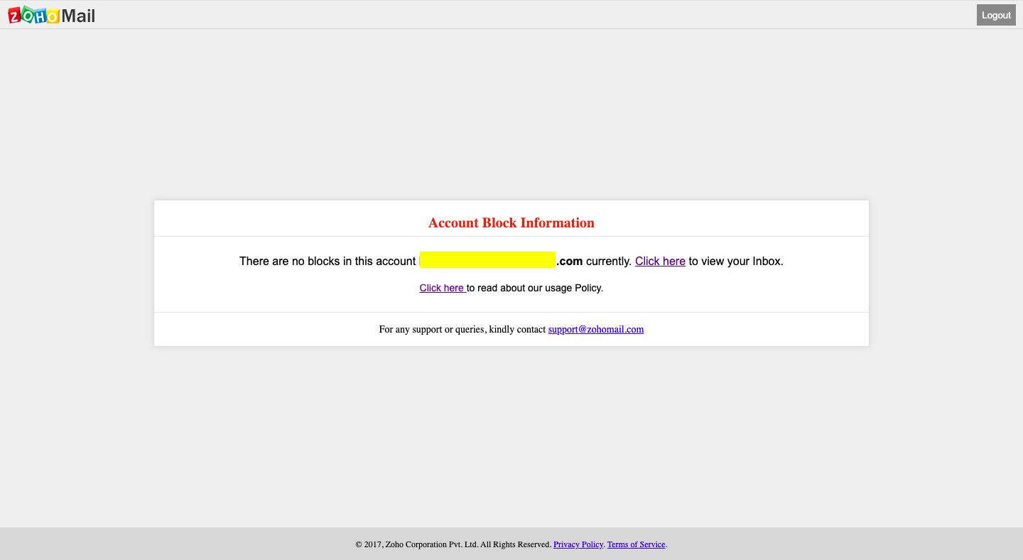 Cara  Unblock Akun Zoho Mail Yang Diblokir oleh Sistem