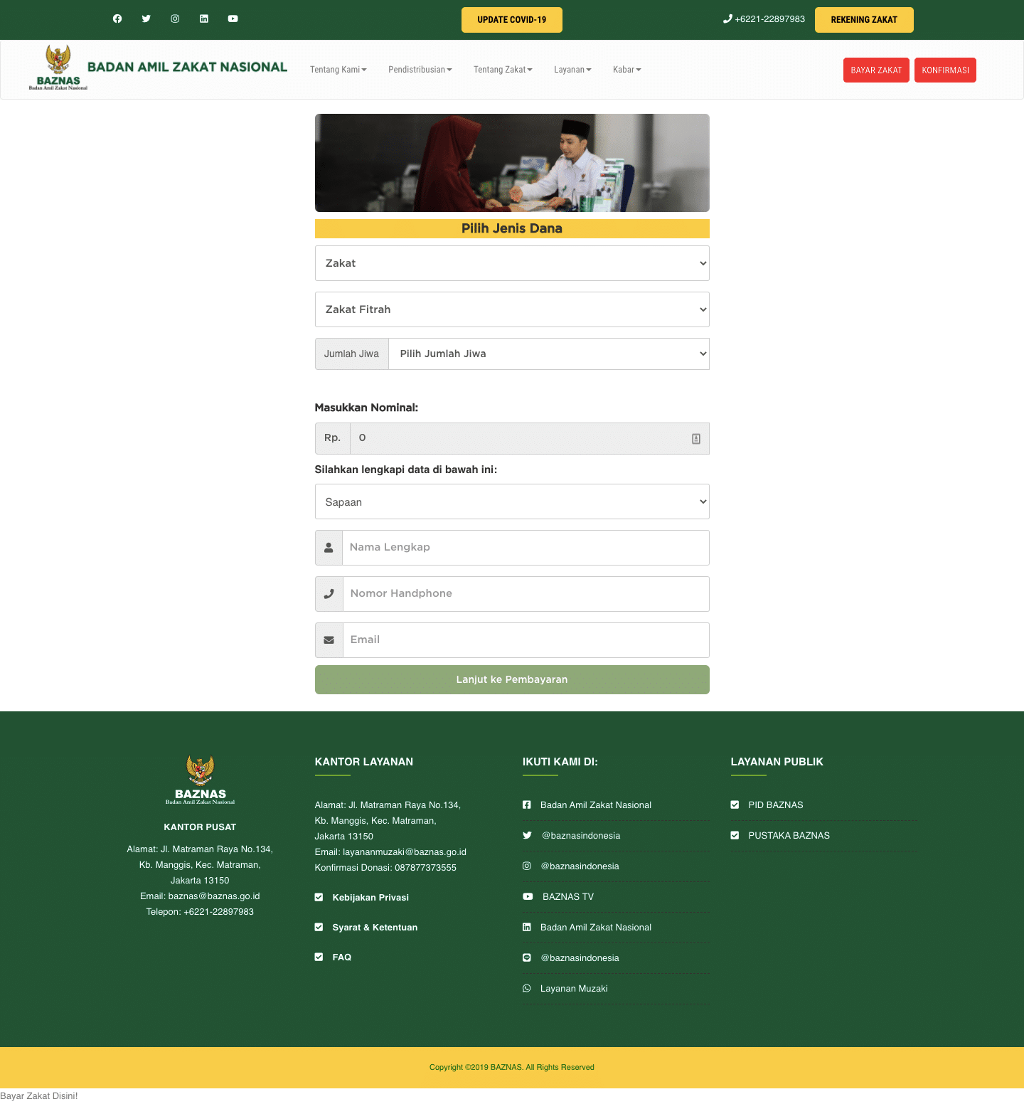 Cara Bayar Zakat Fitrah di Baznas.go.id