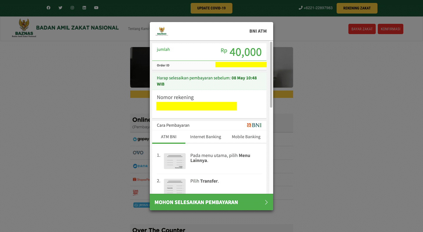 Cara Bayar Zakat Online