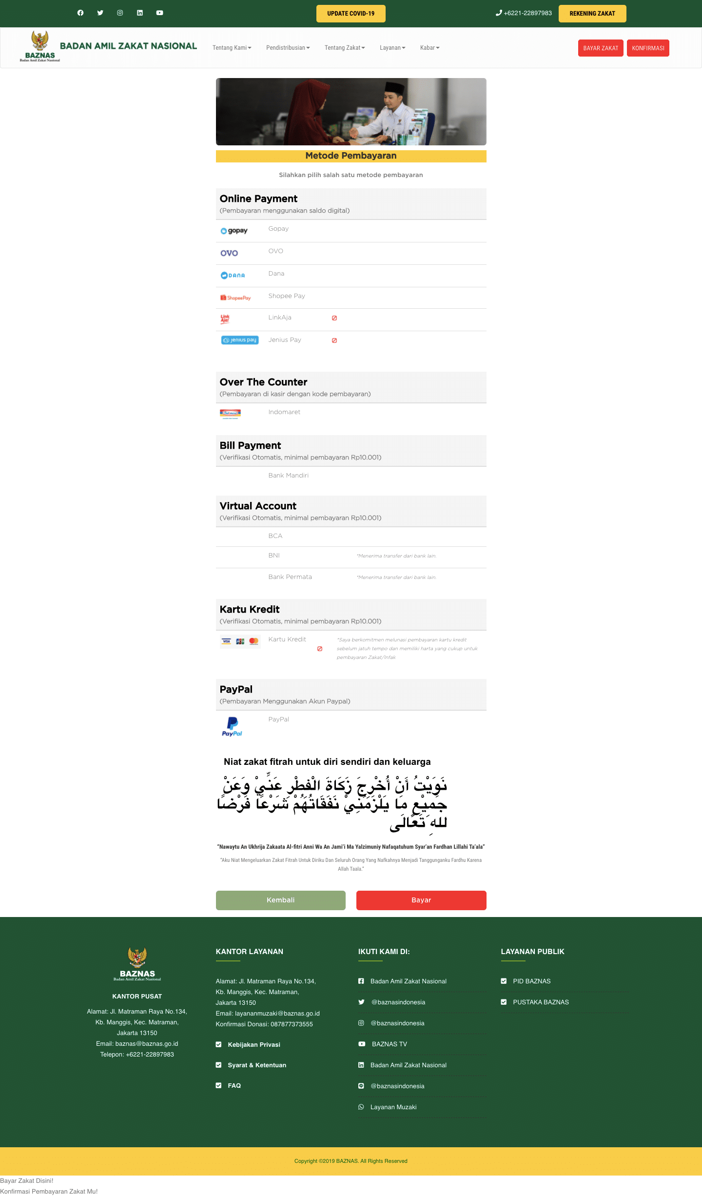 Metode Pembayaran Zakat Fitrah Online Di Situs Baznas
