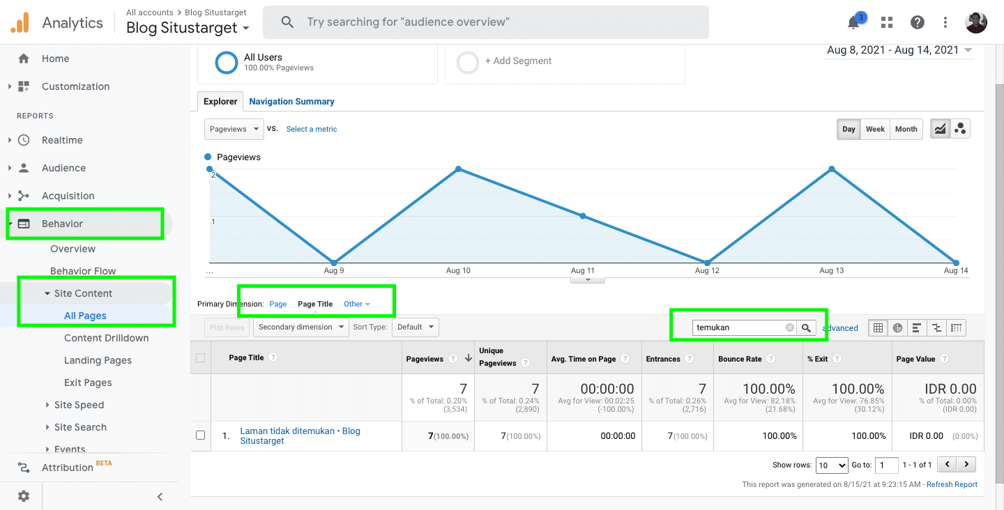 Cara Memperbaiki Eror 404 Not Found Di WordPress 8 September 30th, 2026 • Blog Situstarget Cara menemukan halaman kesalahan 404 menggunakan Google Analytics.