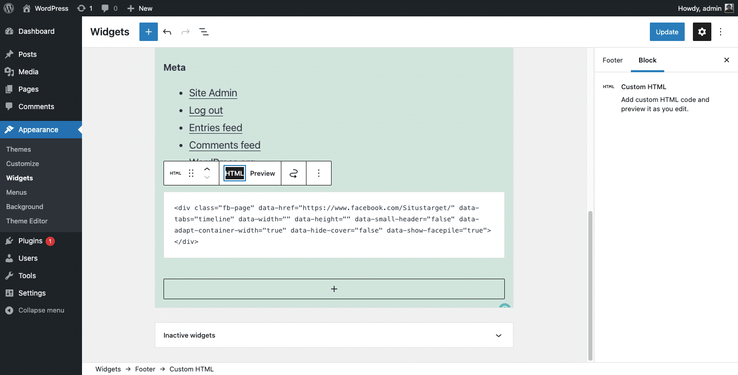 Widget WordPress untuk Memperlihatkan Fanspage Facebook