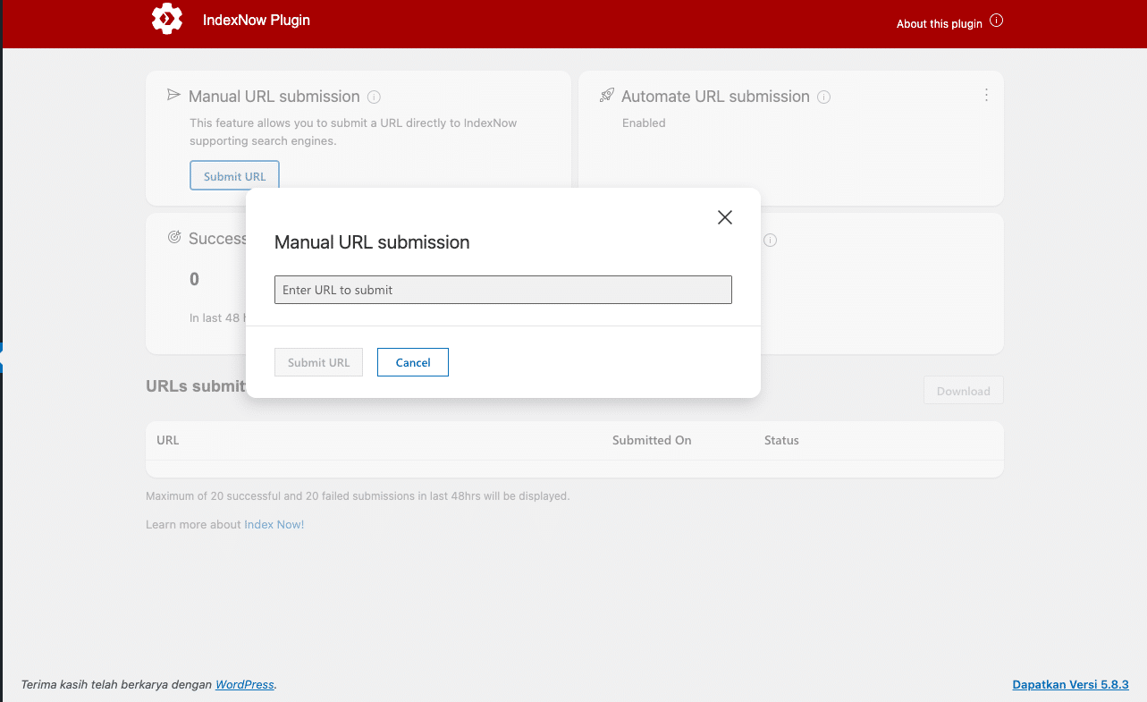 Cara submit artikel ke Bing dan Yandex manual melalui Plugin IndexNow