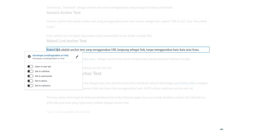 Cara Membuat Link Anchor Text di Situs web WordPress