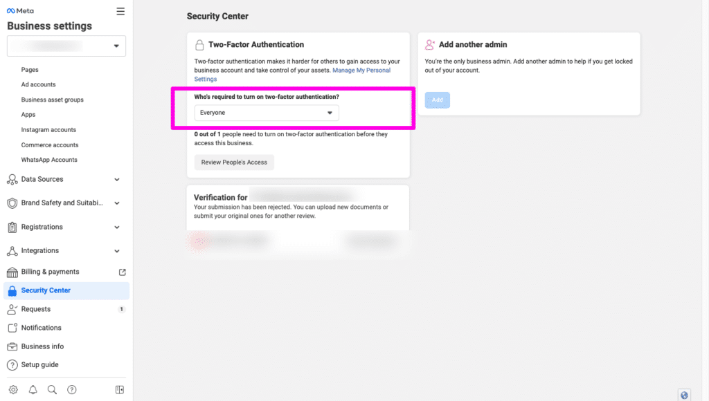 5 Alasan Mengapa Verifikasi Bisnis Kamu Di Business Manager Facebook Ditolak 3 September 30th, 2026 • Blog Situstarget Atur semua pengguna wajib menggunakan 2FA di Business Manager