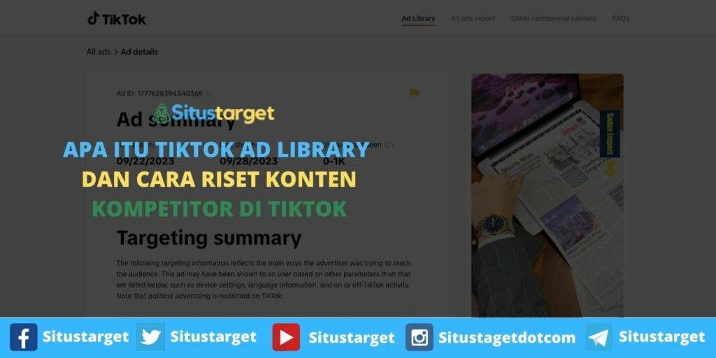 Apa Itu TikTok Ad Library dan Cara Riset Konten Kompetitor Di TikTok