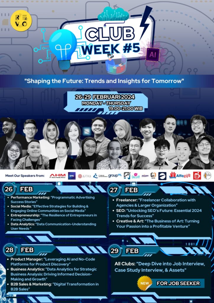 Review RevoU Setelah Jadi Alumni Full Stack Digital Marketing Dan Gabung RevoU Club 7 September 30th, 2026 • Blog Situstarget Acara gabungan RevoU Club kolaborasi semua club