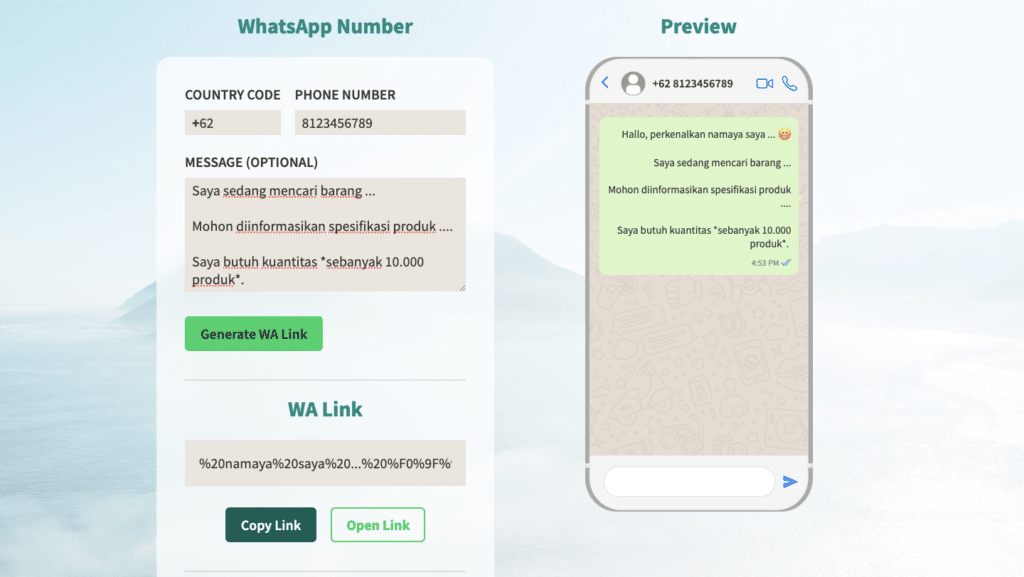 5 Cara Membuat Link WhatsApp untuk Promosi Bisnis Online 5 September 29th, 2026 • Blog Situstarget Tutorial membuat link WhatsApp dengan pesan otomatis custom dengan create-wa-link.netlify.app