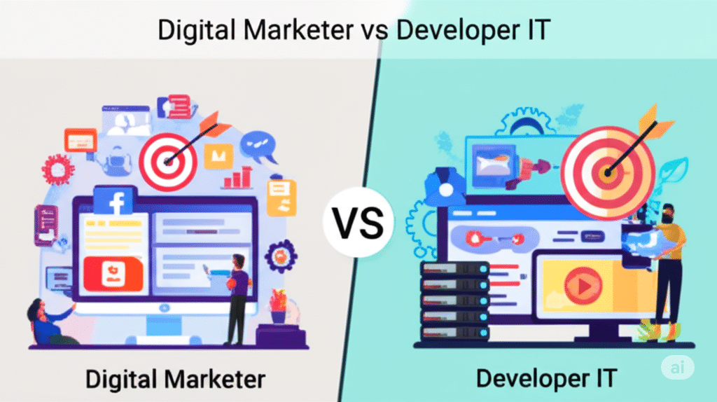 Jangan sampai salah ini perbedaan digital marketer vs developer IT