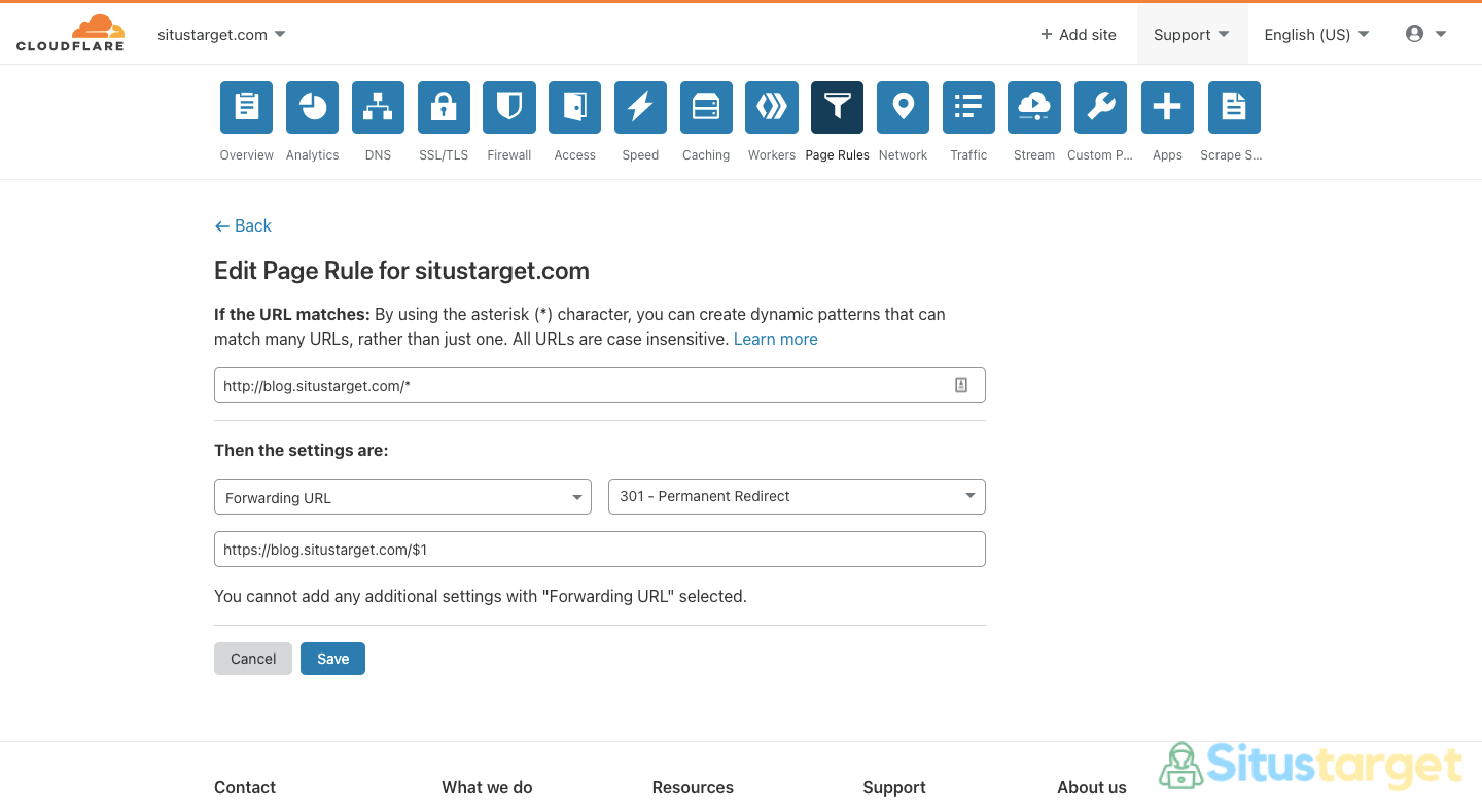 Cara Memperbaiki ERR TOO MANY REDIRECTS Cloudflare 3 September 29th, 2026 • Blog Situstarget Cara Mengatur Pengalihan HTTP ke HTTPS pada Page Rules Cloudflare