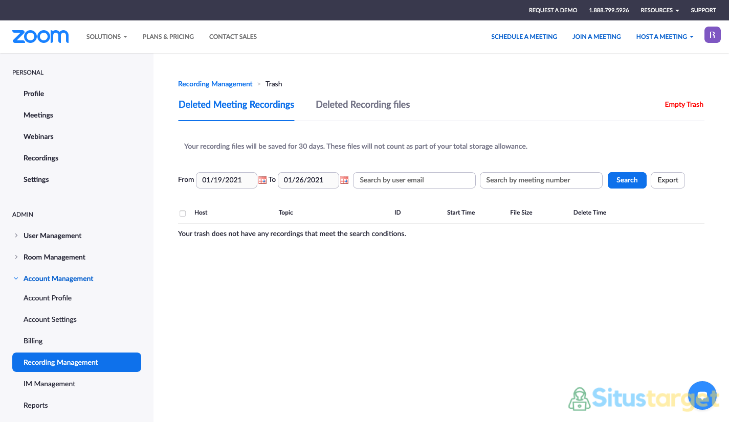 Ini Alasan Cloud Record Zoom Tidak Direkomendasikan 9 September 29th, 2026 • Blog Situstarget Cara menghapus rekaman meeting Zoom secara permanen dan restore file dari tempat sampah