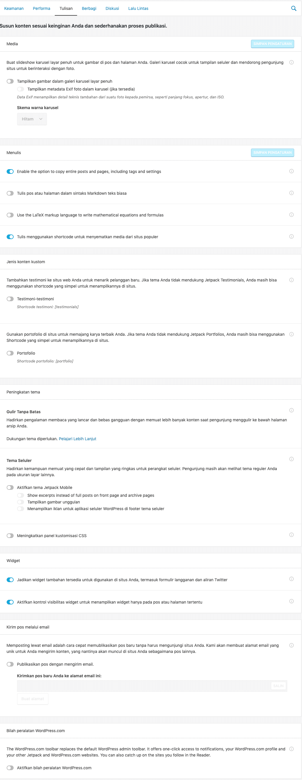 Fitur tulisan di Jetpack membuat blog WordPress menjadi lebih hidup dan menarik