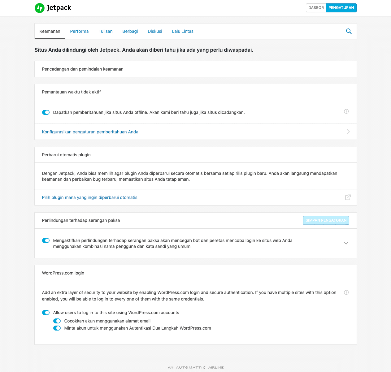 Fungsi dan maaf jetpack untuk Blog WordPress