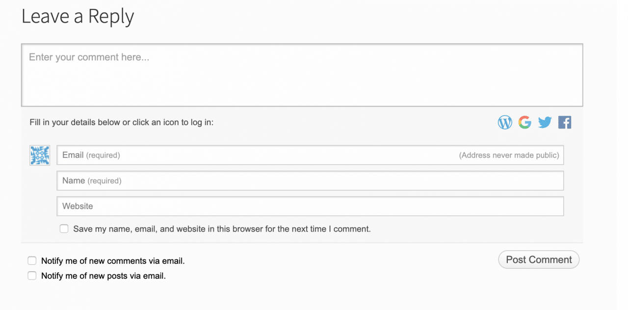 Kotak komentar Jetpack di Blog WordPress