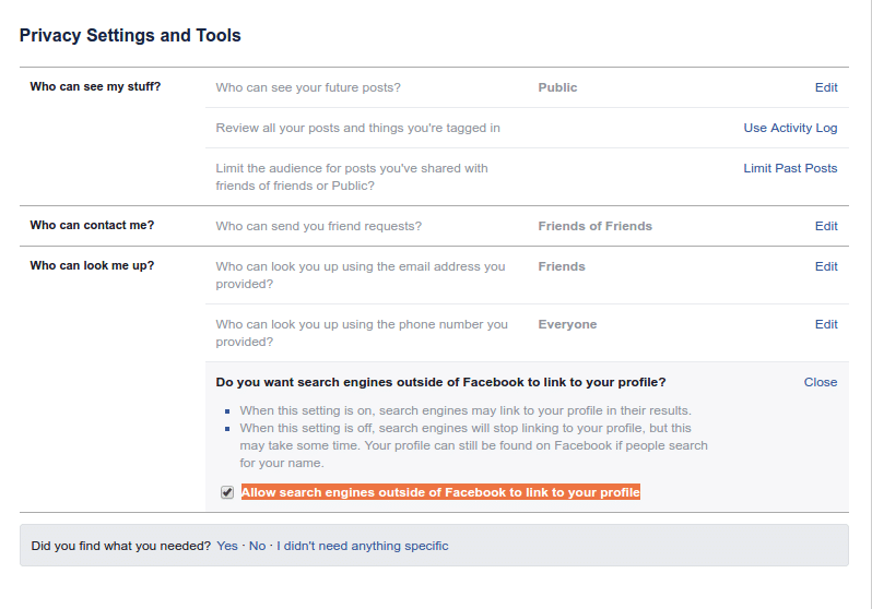 Tips menyembunyikan profil facebook dari indeks mesin pencari