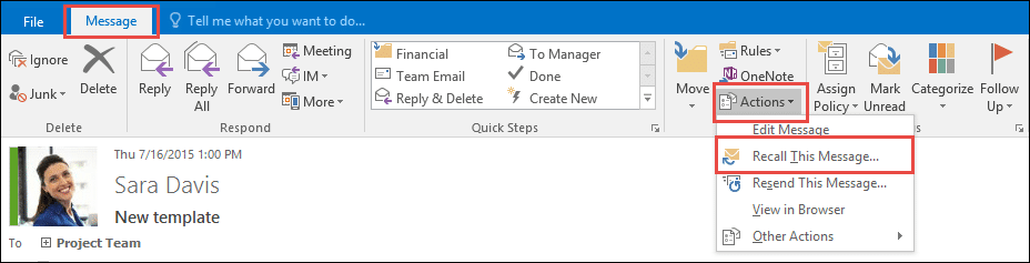 Cara menarik kembali pesan yang terkirim di Outlook
