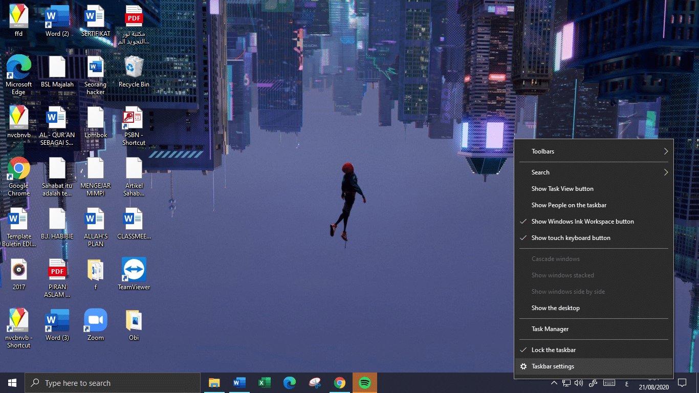 Taskbar settings