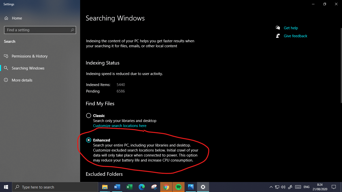 Cara mempercepat kinerja Windows Search 