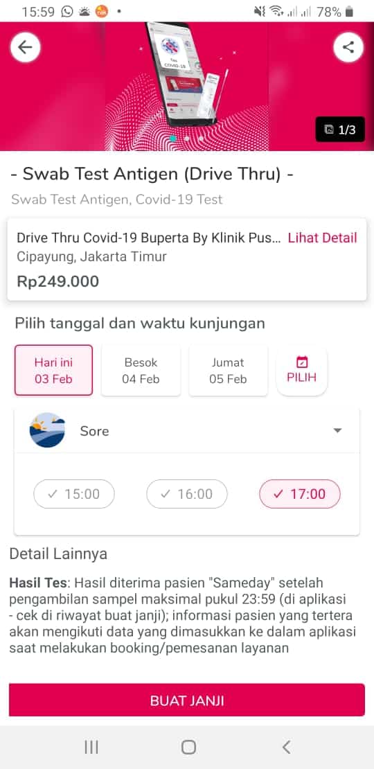 Pilih jadwal untuk melakukan rapid antigen test