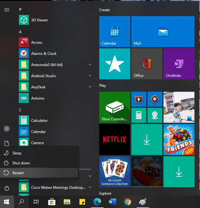 Coba restart komputer atau laptop kamu untuk mengembalikan performa Windows 10