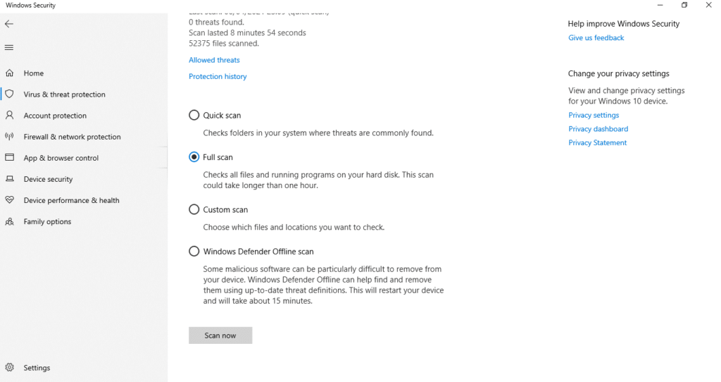 Cara melakukan full scan pada Windows Defender