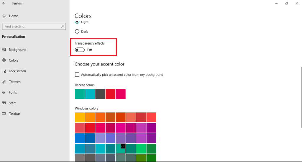 Cara menonaktifkan effect pada Windows 10