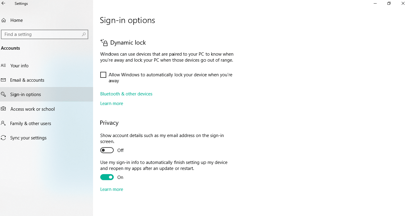 Cara Meningkatkan Performa Windows 10 dengan mematikan fitur restart application pada sign-in options.