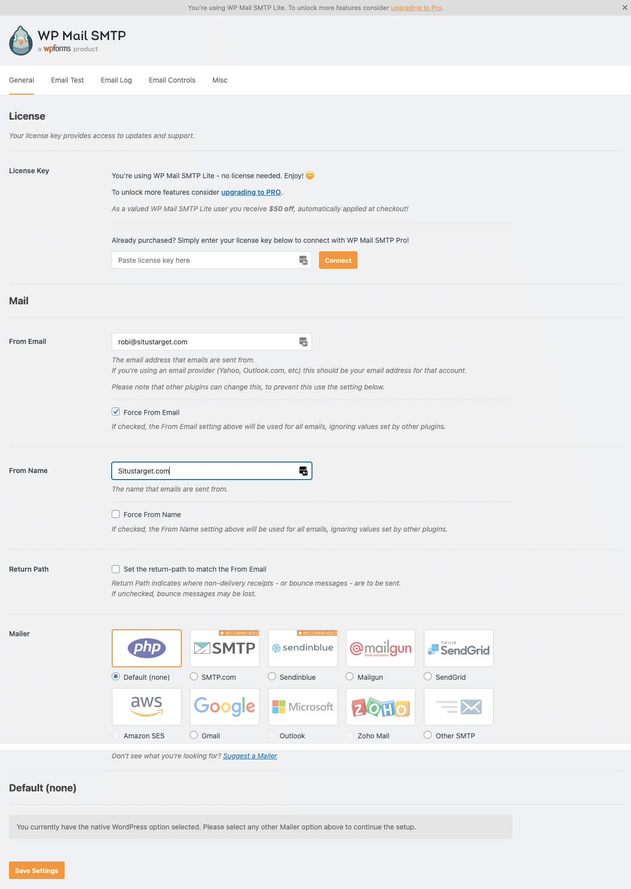 Cara Menggunakan Plugin WP Mail SMTP 6 September 29th, 2026 • Blog Situstarget Pengaturan Pada Plugin SMTP di WordPress