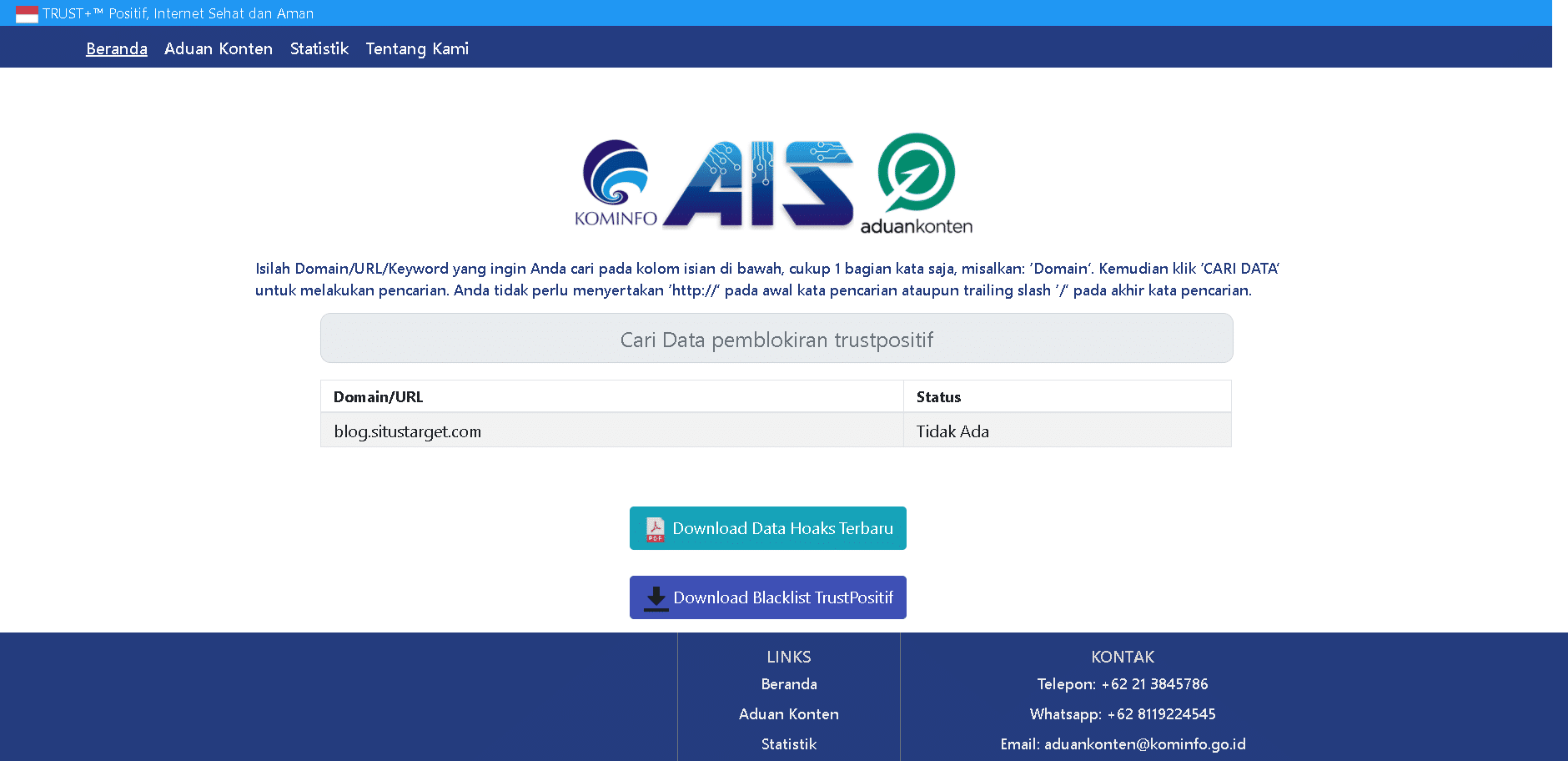 Domain Diblokir Kominfo? Coba Lakukan Hal Ini 5 September 30th, 2026 • Blog Situstarget Cara Mengecek Pemblokiran TrustPositif Kominfo