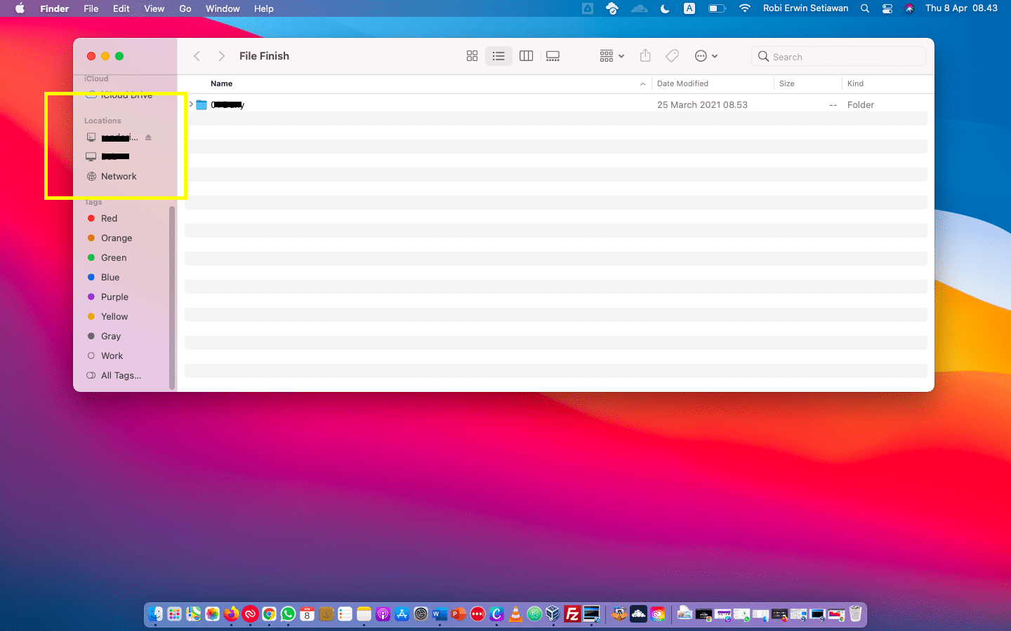 Tampilan sharing folder dan file saat Mac berhasil terhubung dengan komputer Windows 10